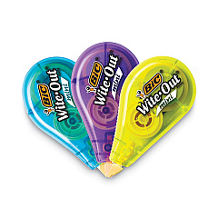 BIC Wite-Out Brand Mini Correction Tape, Non-Refillable, 1/5" w x 26.2 ft, Assorted (WOTM11)