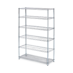 Alera NSF Certified 6-Shelf Wire Shelving Kit, 48w x 18d x 72h, Silver (ALESW664818SR)