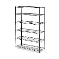 Alera NSF Certified 6-Shelf Wire Shelving Kit, 48w x 18d x 72h, Black Anthracite (ALESW664818BA)