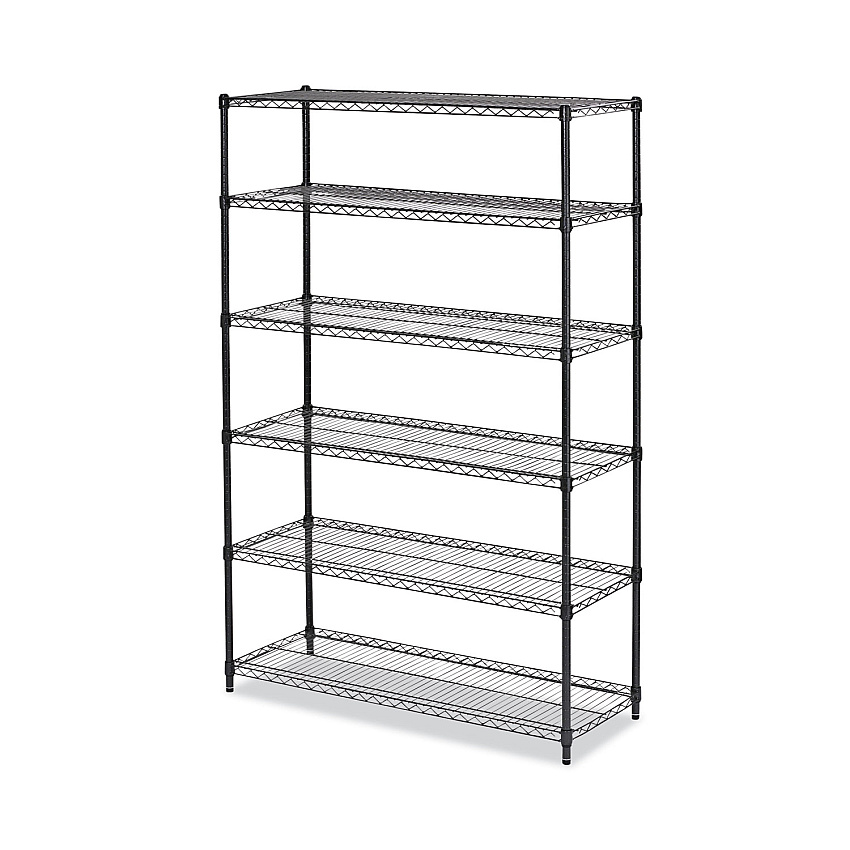Alera NSF Certified 6-Shelf Wire Shelving Kit, 48w x 18d x 72h, Black Anthracite (ALESW664818BA)