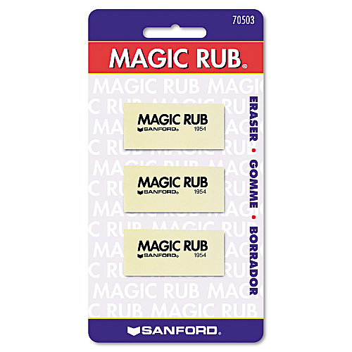 Prismacolor MAGIC RUB Eraser, For Pencil/Ink Marks, Rectangular Block, Medium, Off White, 3/Pack (70503)