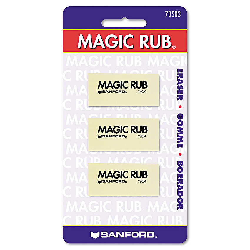 Prismacolor MAGIC RUB Eraser, For Pencil/Ink Marks, Rectangular Block, Medium, Off White, 3/Pack (70503)