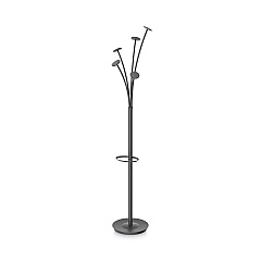 Alba Festival Coat Stand with Umbrella Holder, 5 Knobs, 14w x 14d x 73.67h, Black (PMFESTN)
