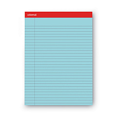 Universal Colored Perforated Ruled Writing Pads, Wide/Legal Rule, 50 Blue 8.5 x 11 Sheets, Dozen (UNV35880)