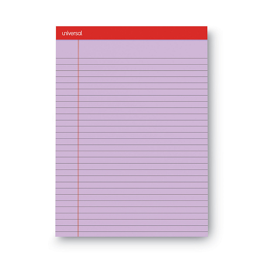 Universal Colored Perforated Ruled Writing Pads, Wide/Legal Rule, 50 Orchid 8.5 x 11 Sheets, Dozen (UNV35884)