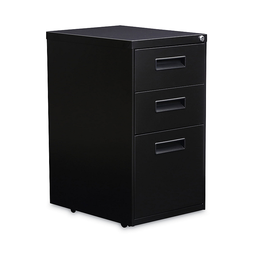 Alera File Pedestal, Left or Right, 3-Drawers: Box/Box/File, Legal/Letter, Black, 14.96" x 19.29" x 27.75" (ALEPABBFBL)