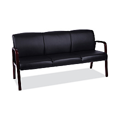Alera Reception Lounge WL 3-Seat Sofa, 65.75w x 26d.13 x 33h, Black/Mahogany (ALERL2319M)