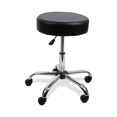 Alera Height Adjustable Lab Stool, Backless, Supports Up to 275 lb, 19.69" to 24.80" Seat Height, Black Seat, Chrome Base (ALEUS4716)