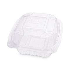Eco-Products Clear Clamshell Hinged Food Containers, 6 x 6 x 3, 80/Pack, 3 Packs/Carton (EPLC6)