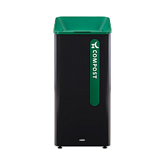 Rubbermaid Commercial Sustain Decorative Refuse with Recycling Lid, 23 gal, Metal/Plastic, Black/Green (2078992)