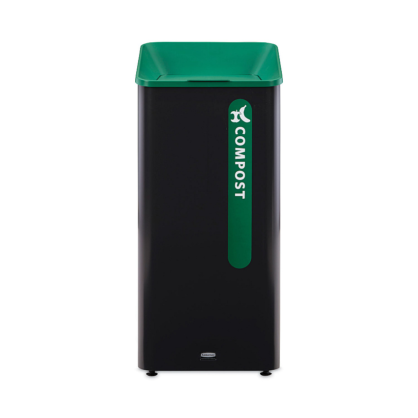 Rubbermaid Commercial Sustain Decorative Refuse with Recycling Lid, 23 gal, Metal/Plastic, Black/Green (2078992)