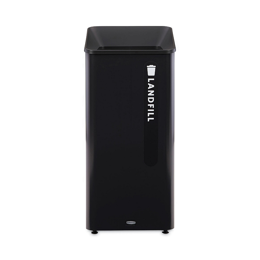 Rubbermaid Commercial Sustain Decorative Refuse with Recycling Lid, 23 gal, Metal/Plastic, Black (2078988)