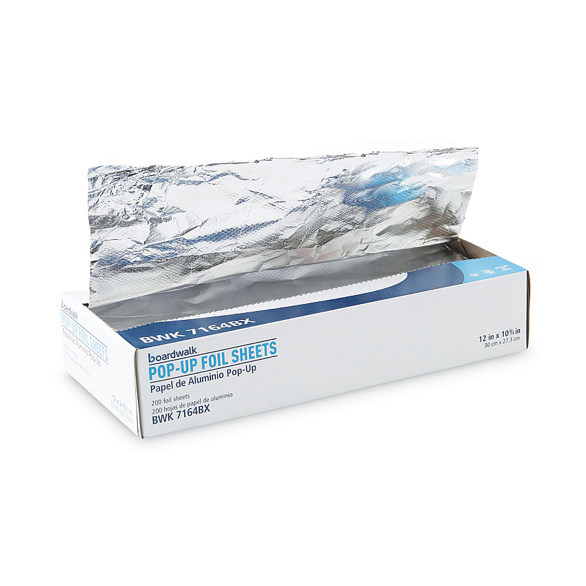 Boardwalk Heavy-Duty Aluminum Foil Pop-Up Sheets, 12 x 10.75, 200/Box, 12 Boxes/Carton (BWK7164)