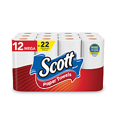 Scott Choose-A-Sheet Mega Kitchen Roll Paper Towels, White, 1-Ply, 6.5 x 11, 102 Sheets/Roll, 12 Rolls/Pack (38869)