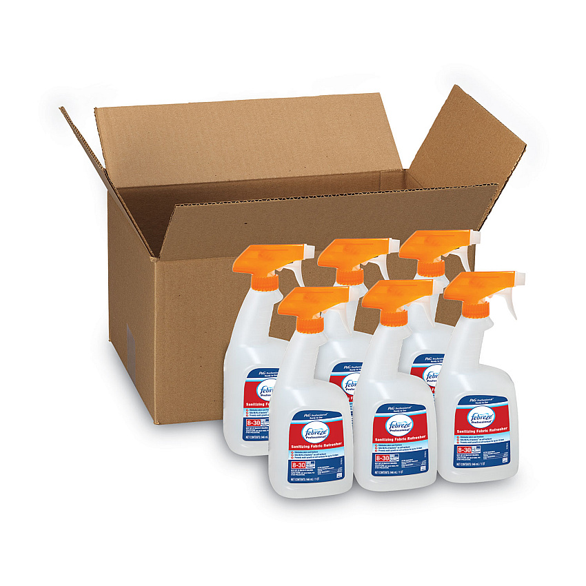 Febreze Professional Sanitizing Fabric Refresher, Light Scent, 32 oz Spray Bottle, 6/Carton (07309)
