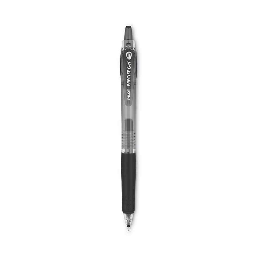 Pilot Precise Gel BeGreen Gel Pen, Retractable, Fine 0.7 mm, Black Ink, Black Barrel, Dozen (15001)