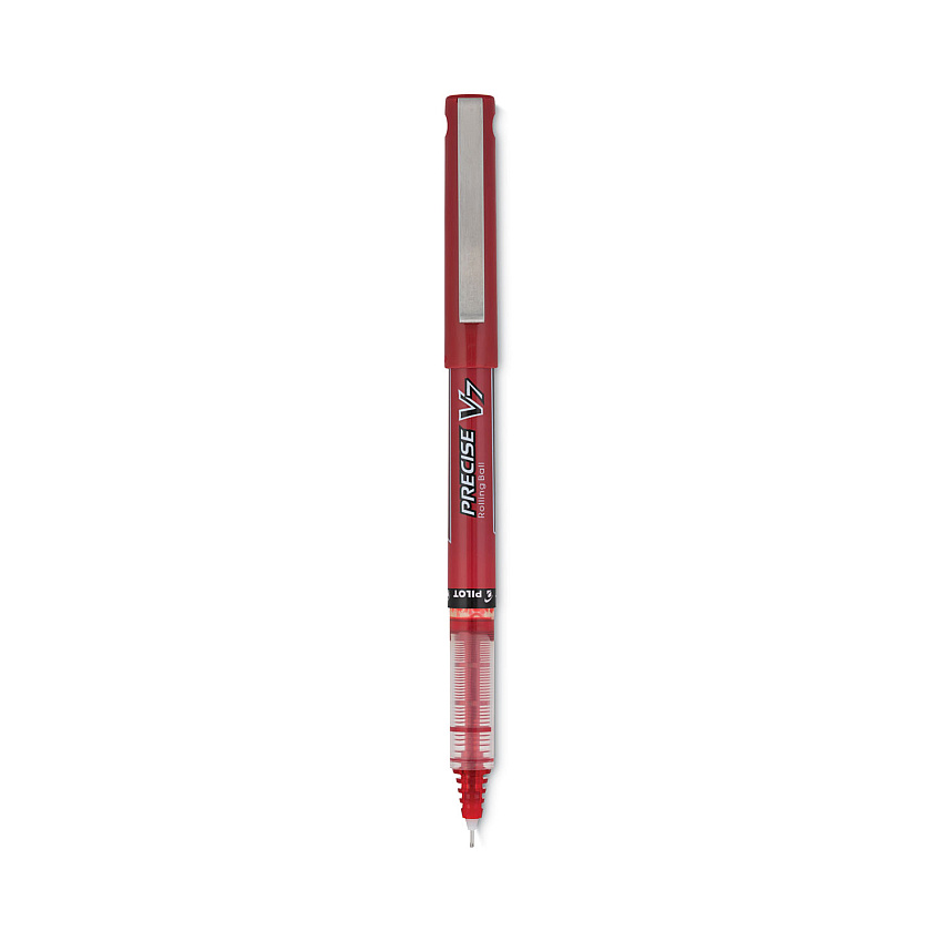 Pilot Precise V7 Roller Ball Pen, Stick, Fine 0.7 mm, Red Ink, Red Barrel, Dozen (35352)