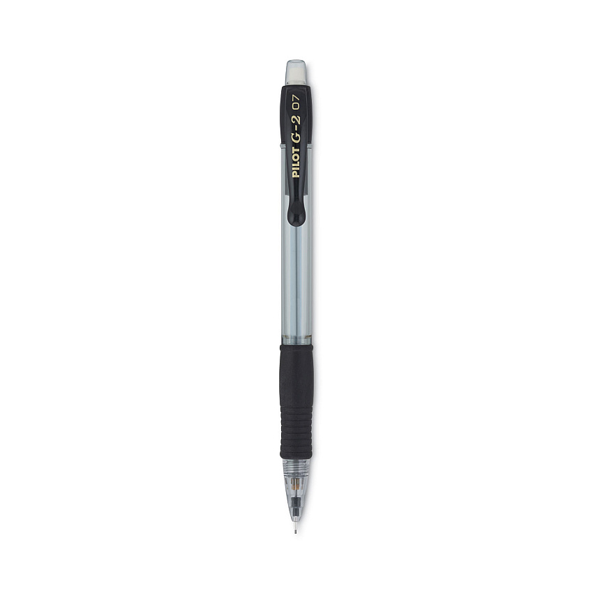 Pilot G2 Mechanical Pencil, 0.7 mm, HB (#2.5), Black Lead, Clear/Black Accents Barrel, Dozen (51015)