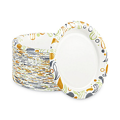 Boardwalk Deerfield Printed Paper Plates, 9" dia, Coated/Soak Proof, Multicolor, 125/Pack, 8 Packs/Carton (BWKDEER9PLT)