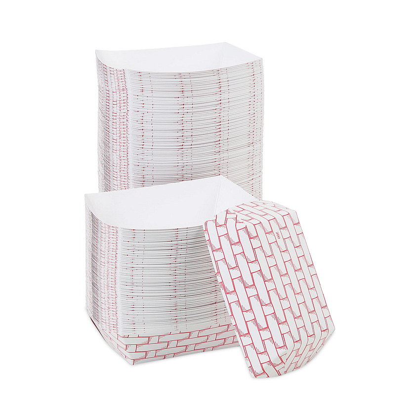 Boardwalk Paper Food Baskets, 2 lb Capacity, Red/White, 1,000/Carton (BWK30LAG200)