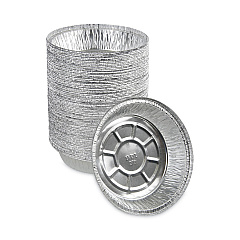 Boardwalk Round Aluminum To-Go Containers, 24 oz, 7" Diameter x 1.47"h, Silver, 500/Carton (BWKROUND7)