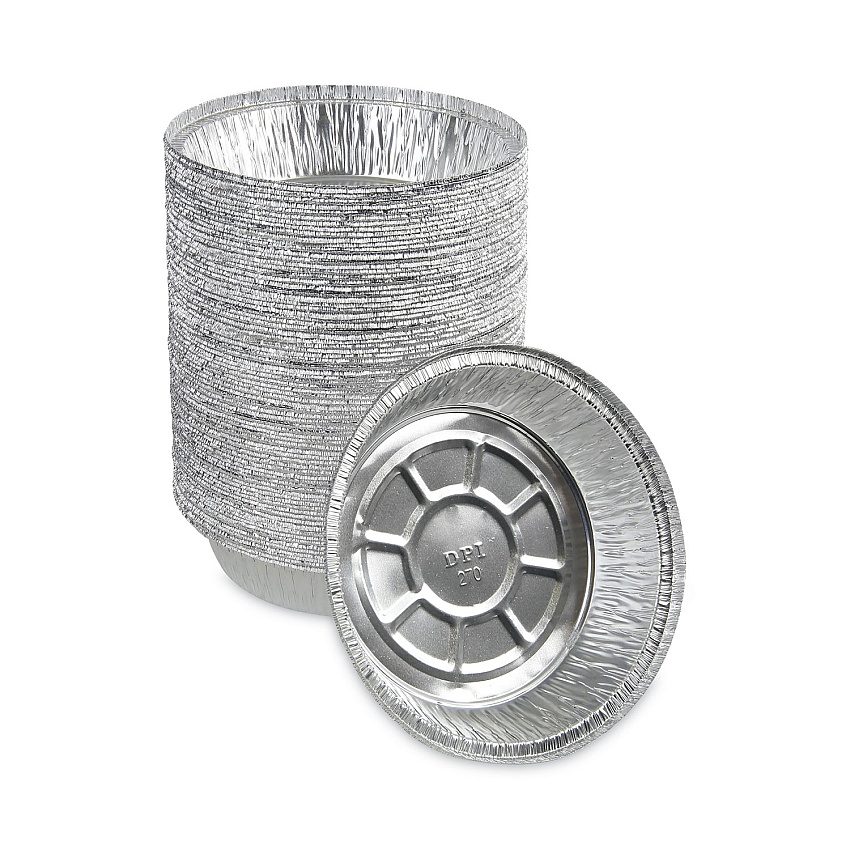 Boardwalk Round Aluminum To-Go Containers, 24 oz, 7" Diameter x 1.47"h, Silver, 500/Carton (BWKROUND7)
