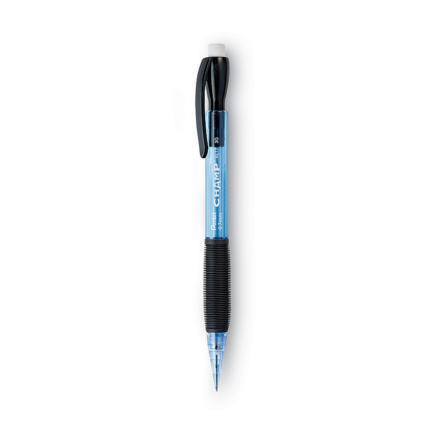 Pentel Champ Mechanical Pencil, 0.7 mm, HB (#2.5), Black Lead, Blue Barrel, Dozen (AL17C)