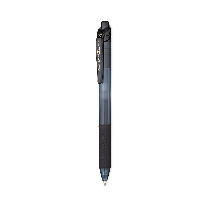 Pentel EnerGel-X Gel Pen, Retractable, Medium 0.7 mm, Black Ink, Black Barrel, Dozen (BL107A)