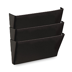 Universal Wall File Pockets, 3 Sections, Letter Size,13" x 4.13" x 14.5", Black, 3/Pack (UNV08121)