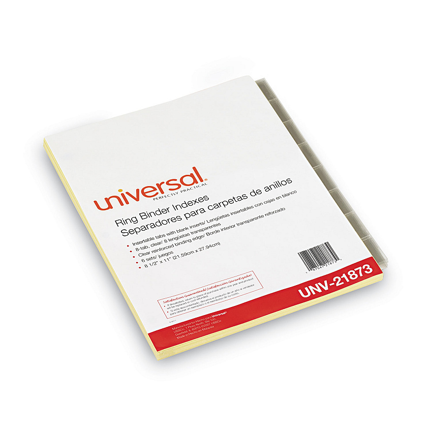 Universal Insertable Tab Index, 8-Tab, 11 x 8.5, Buff, 6 Sets (UNV21873)