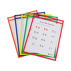 C-Line Reusable Dry Erase Pockets, 9 x 12, Assorted Primary Colors, 10/Pack (40610)