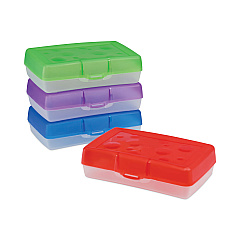 Storex Pencil Box, 8.38" x 5.63" x 2.5", Randomly Assorted Colors (61605U12C)