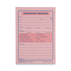 Universal Wirebound Message Books, Two-Part Carbonless, 5.5 x 3.19, 4/Page, 200 Forms (UNV48005)