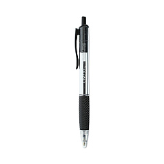 Universal Comfort Grip Ballpoint Pen, Retractable, Medium 1 mm, Black Ink, Clear Barrel, Dozen (UNV15530)