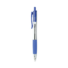 Universal Comfort Grip Ballpoint Pen, Retractable, Medium 1 mm, Blue Ink, Clear Barrel, Dozen (UNV15531)