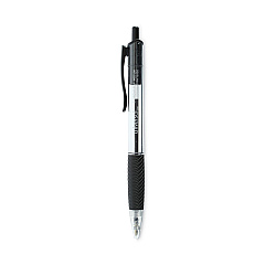 Universal Comfort Grip Ballpoint Pen, Retractable, Medium 1 mm, Black Ink, Clear Barrel, 48/Pack (UNV15533)