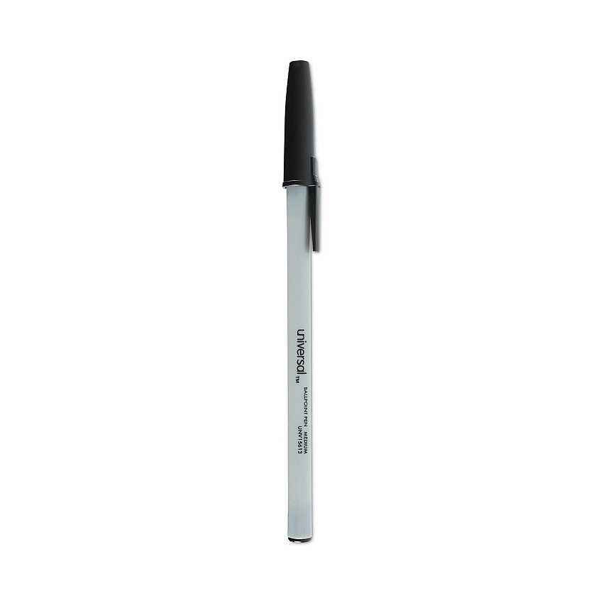Universal Ballpoint Pen Value Pack, Stick, Medium 1 mm, Black Ink, Gray Barrel, 60/Pack (UNV15613)
