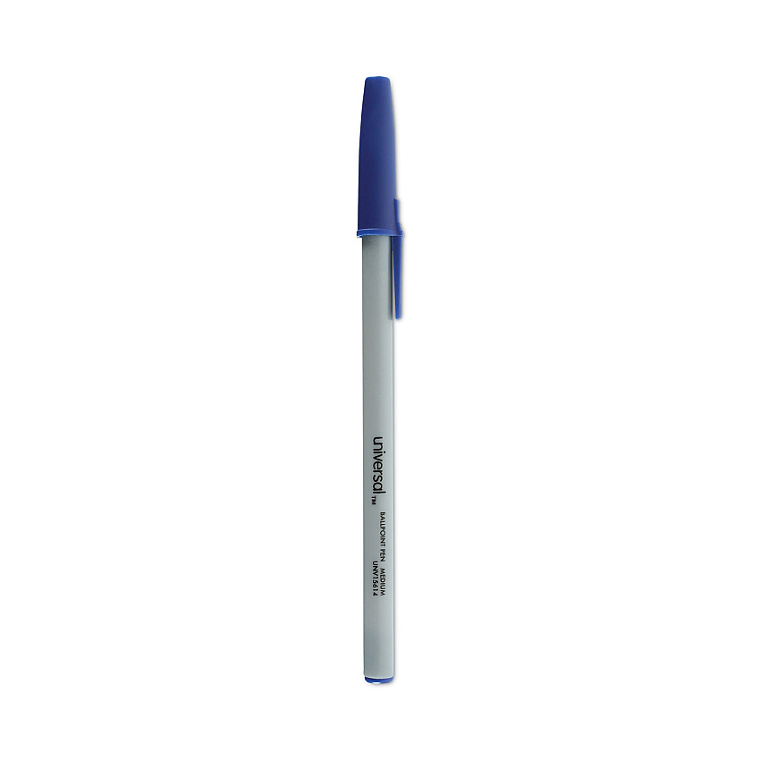 Universal Ballpoint Pen Value Pack, Stick, Medium 1 mm, Blue Ink, Gray Barrel, 60/Pack (UNV15614)
