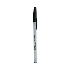 Universal Ballpoint Pen, Stick, Fine 0.7 mm, Black Ink, Gray Barrel, Dozen (UNV27420)