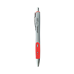 Universal Comfort Grip Gel Pen, Retractable, Medium 0.7 mm, Red Ink, Silver Barrel, Dozen (UNV39722)