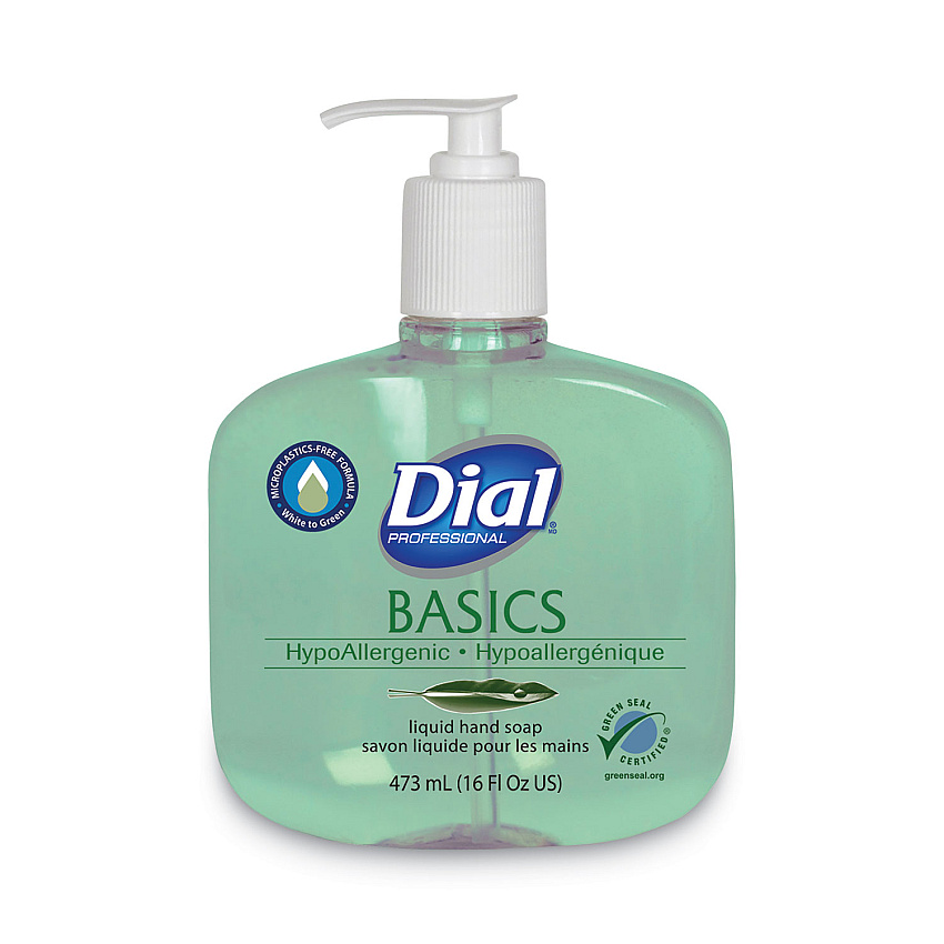 Dial Professional Basics MP Free Liquid Hand Soap, Unscented, 16 oz Pump Bottle, 12/Carton (33815)
