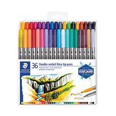 Staedtler Double Ended Markers, Assorted Bullet Tips, Assorted Colors, 36/Pack (3200TB36)
