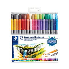 Staedtler Double Ended Markers, Assorted Bullet Tips, Assorted Colors, 72/Pack (3200TB7202)