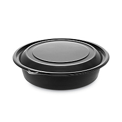 Pactiv Evergreen EarthChoice MealMaster Container with Lid, 32 oz, 8" dia x 2.12" h, 1-Compartment, Black/Clear, 250/Carton (0CN8083200BL)