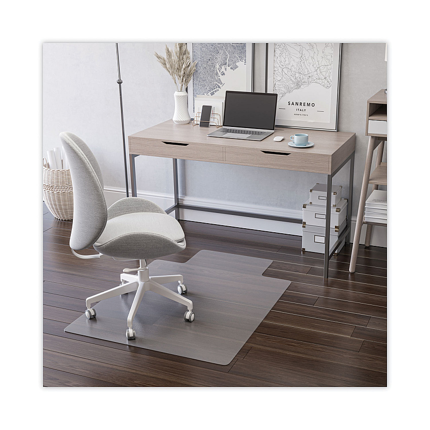 deflecto EconoMat All Day Use Chair Mat for Hard, Lip, 36 x 48, Low Pile, Smooth, Clear (CM21112COM)