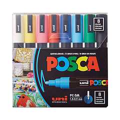 Uni POSCA Permanent Specialty Marker, Medium Bullet Tip, Assorted Colors, 8/Pack (PC5M8C)