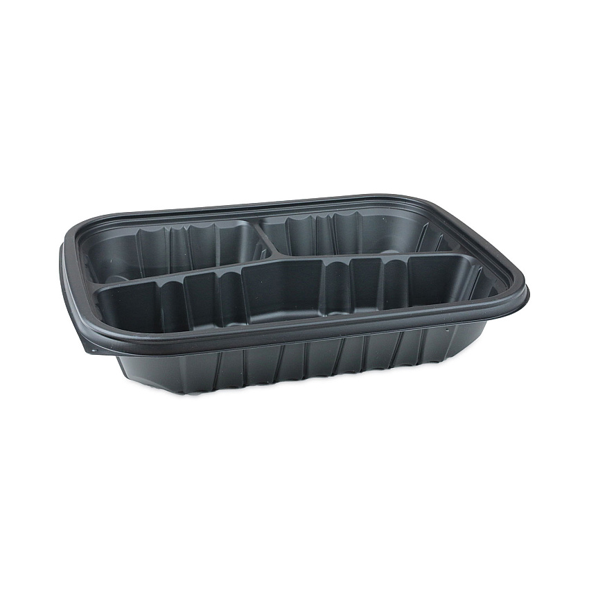 Pactiv Evergreen EarthChoice Entree2Go Takeout Container, 3-Compartment, 48 oz, 11.75 x 8.75 x 2.13, Black, 200/Carton (YCNB12X95203)