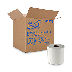 Scott Essential Roll Control Center-Pull Towels, 1-Ply, 8 x 12, White, 700/Roll, 6 Rolls/Carton (01032)