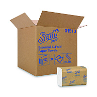 Scott Essential C-Fold Towels for Business, Absorbency Pockets, 10.13 x 13.15, White, 200/Pack, 12 Packs/Carton (01510)