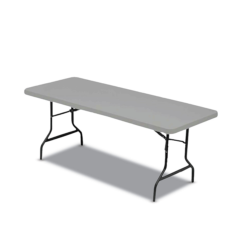 AbilityOne 7105016976846 SKILCRAFT Blow Molded Folding Tables, Rectangular, 72 x 30 x 29, Gray